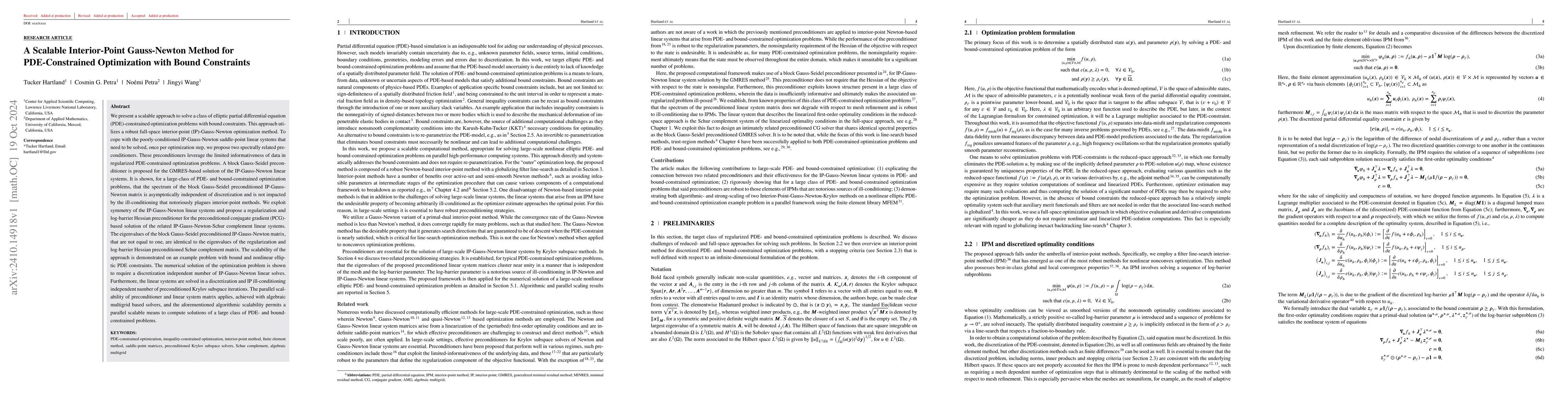 Thumbnail for A Scalable Interior-Point Gauss-Newton Method for PDE-Constrained
  Optimization with Bound Constraints