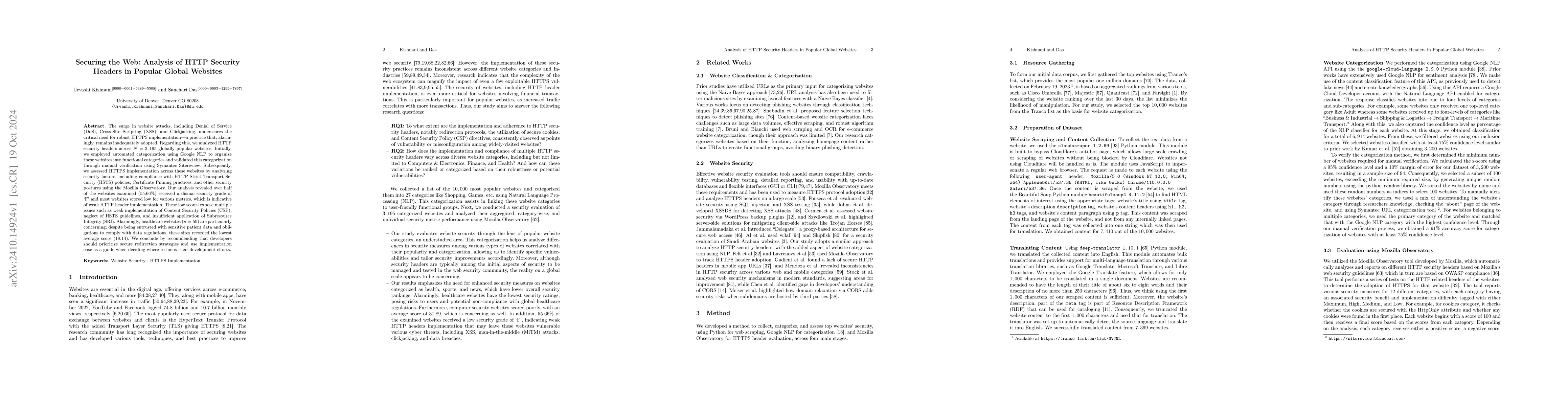 Thumbnail for Securing the Web: Analysis of HTTP Security Headers in Popular Global
  Websites