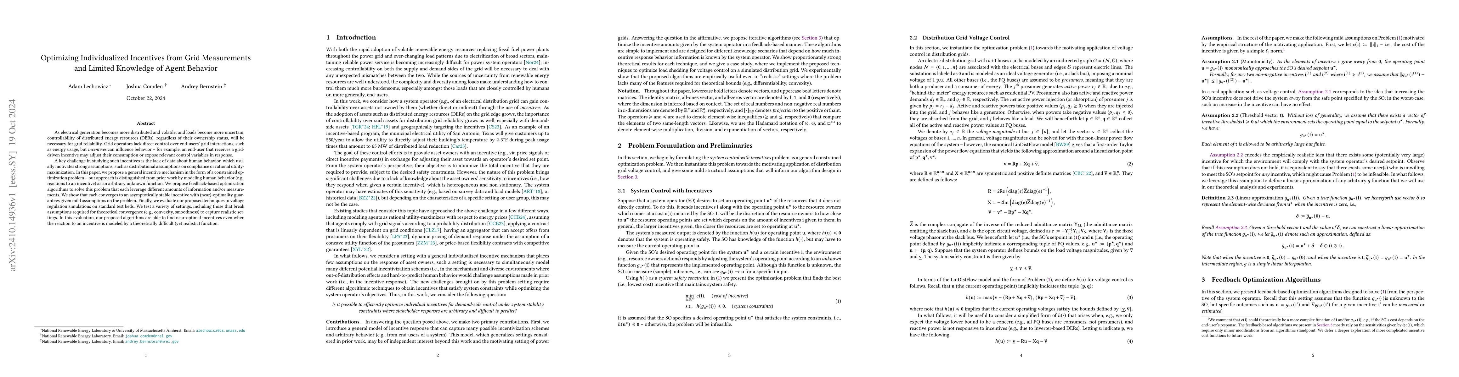 Thumbnail for Optimizing Individualized Incentives from Grid Measurements and Limited
  Knowledge of Agent Behavior