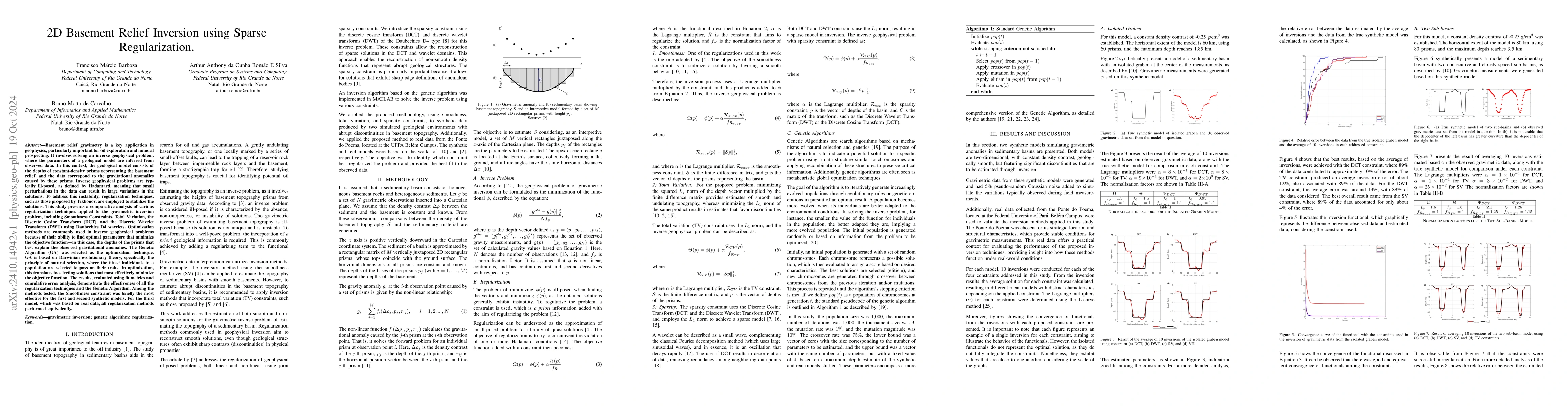 Thumbnail for 2D Basement Relief Inversion using Sparse Regularization