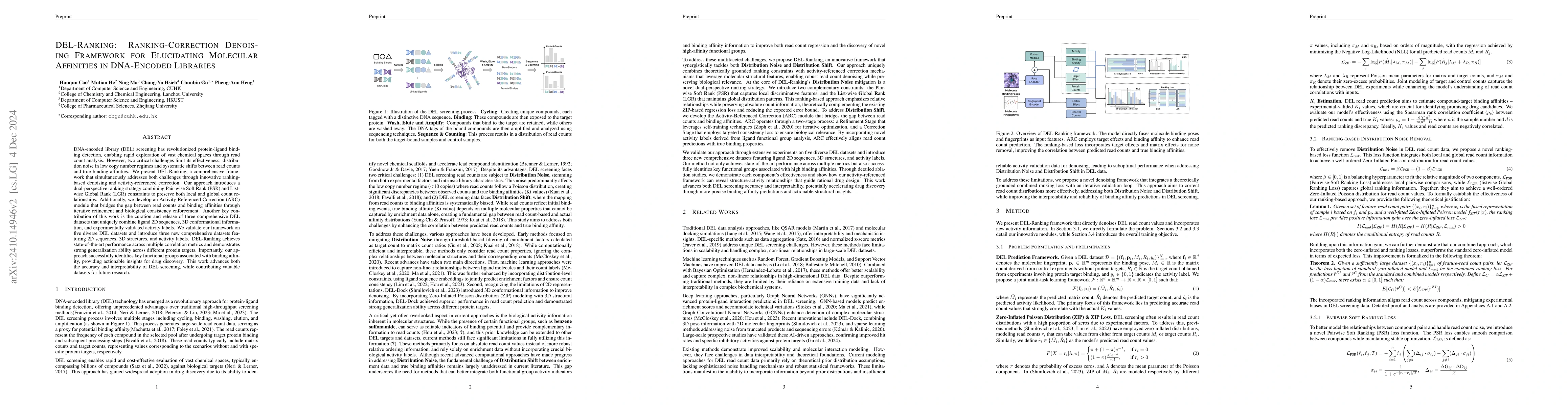 Thumbnail for DEL-Ranking: Ranking-Correction Denoising Framework for Elucidating
  Molecular Affinities in DNA-Encoded Libraries