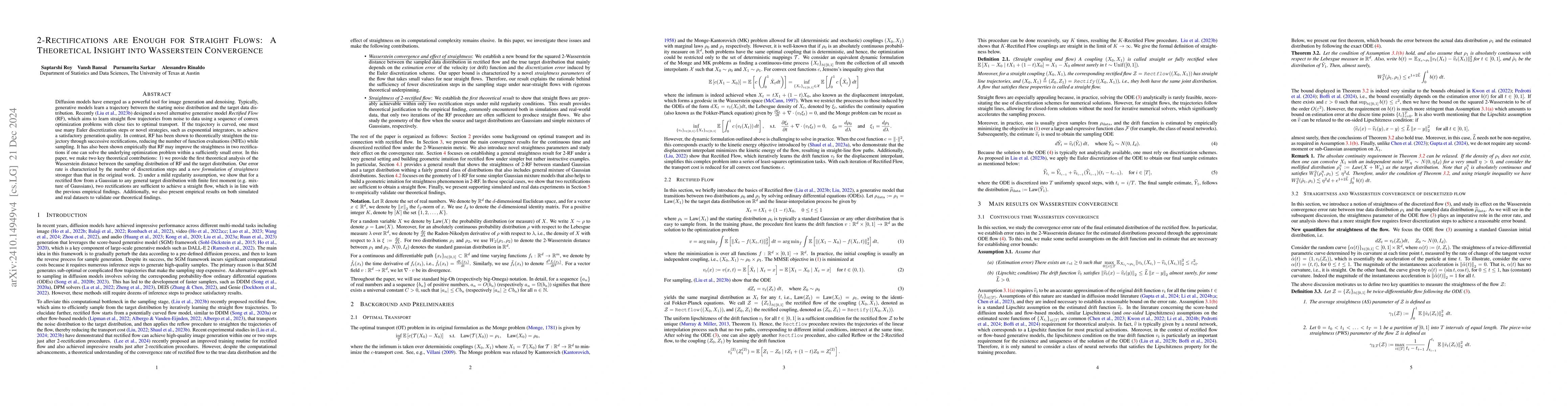 Thumbnail for Straightness of Rectified Flow: A Theoretical Insight into Wasserstein
  Convergence