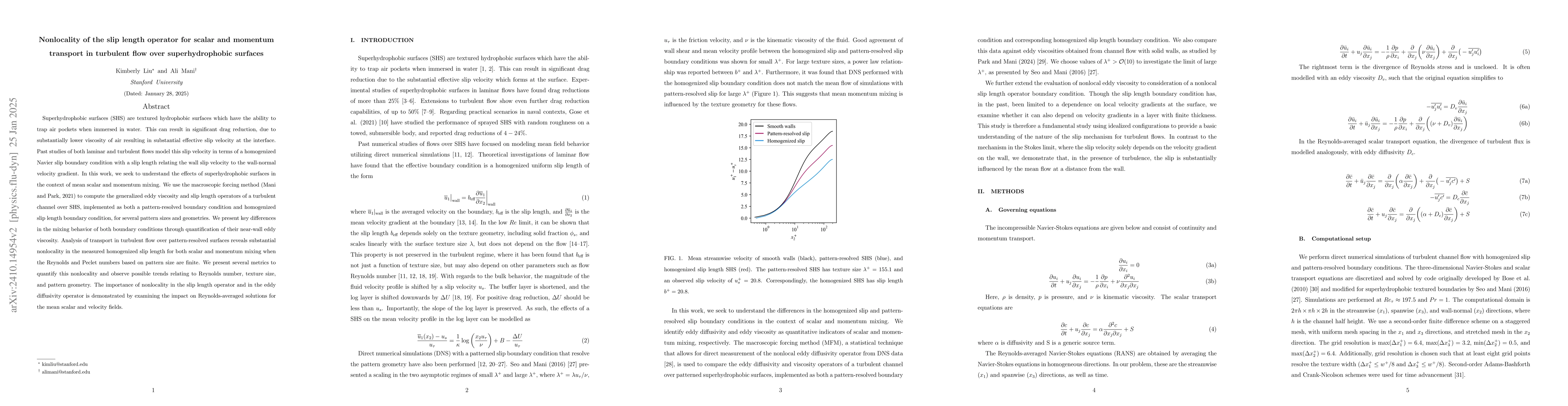 Thumbnail for Nonlocality of the slip length operator for scalar and momentum
  transport in turbulent flows over superhydrophobic surface