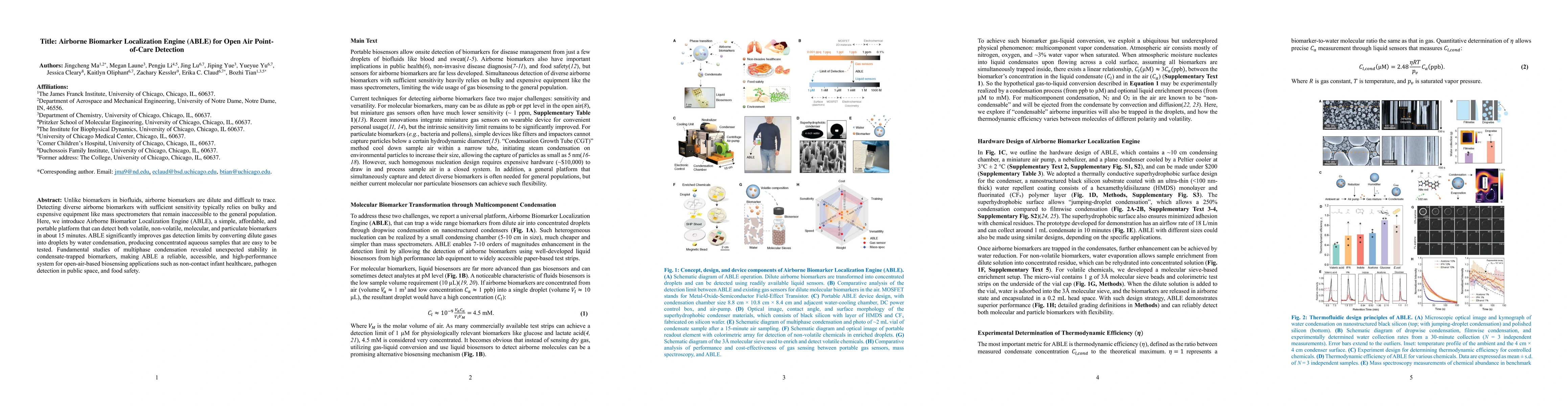 Thumbnail for Airborne Biomarker Localization Engine (ABLE) for Open Air Point-of-Care
  Detection