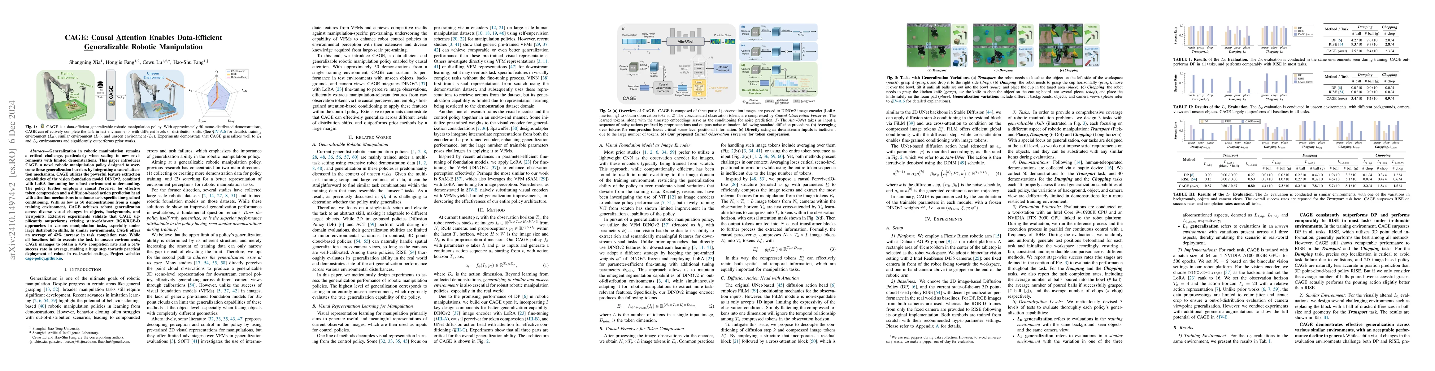 Thumbnail for CAGE: Causal Attention Enables Data-Efficient Generalizable Robotic
  Manipulation
