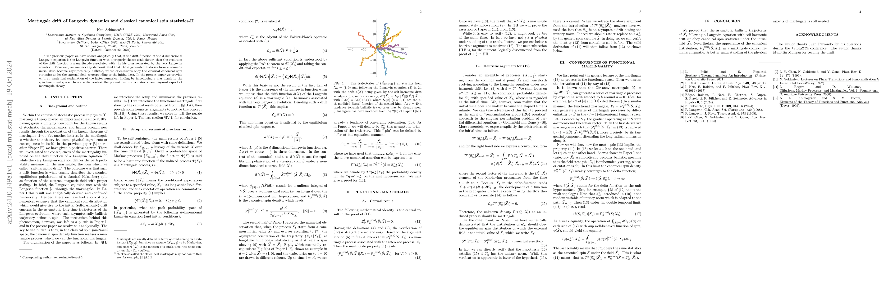 Thumbnail for Martingale drift of Langevin dynamics and classical canonical spin
  statistics -- II