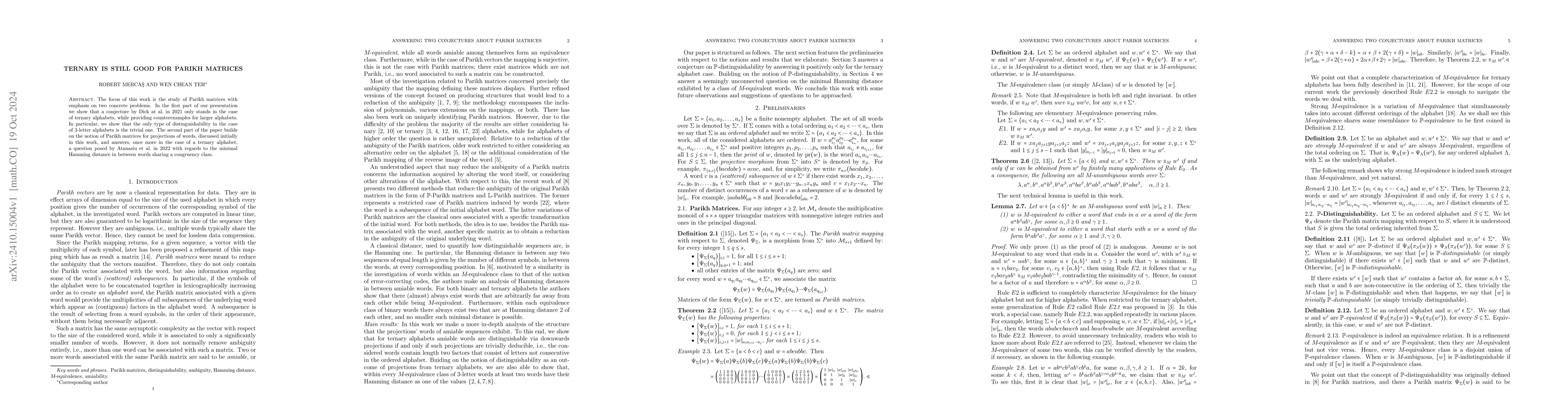 Thumbnail for Ternary is Still Good for Parikh Matrices