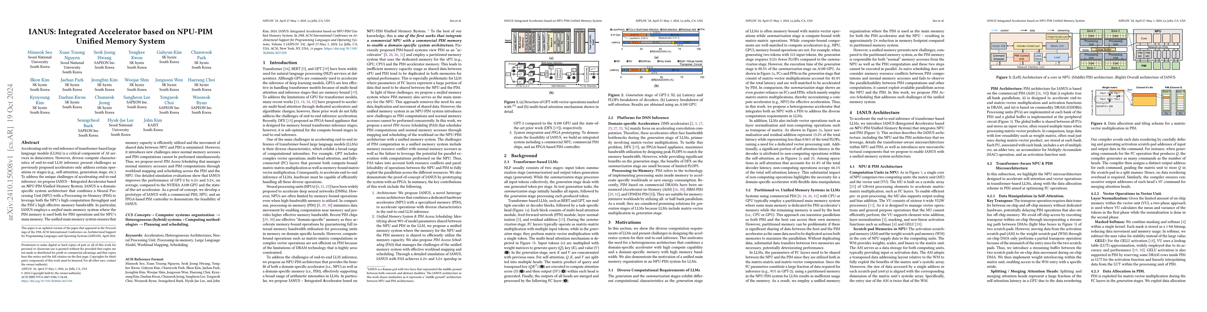 Thumbnail for IANUS: Integrated Accelerator based on NPU-PIM Unified Memory System