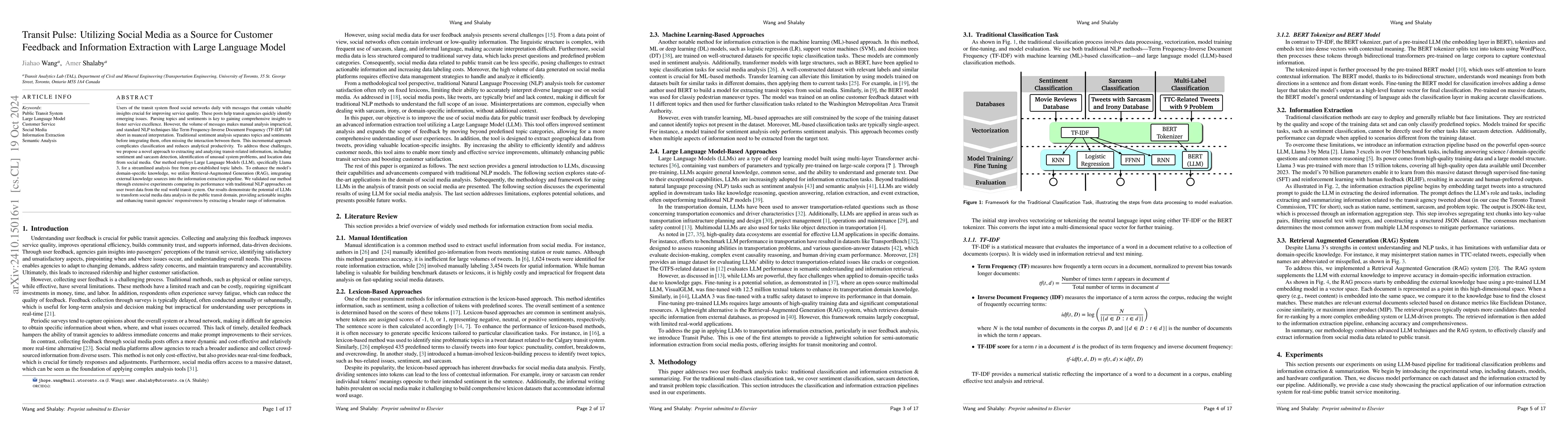 Thumbnail for Transit Pulse: Utilizing Social Media as a Source for Customer Feedback
  and Information Extraction with Large Language Model