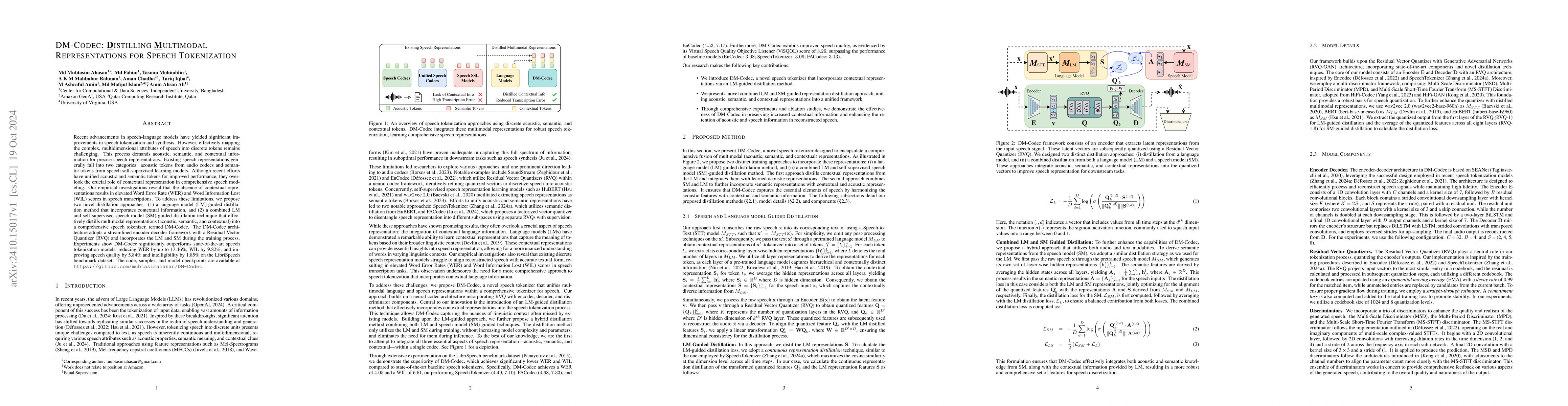 Thumbnail for DM-Codec: Distilling Multimodal Representations for Speech Tokenization