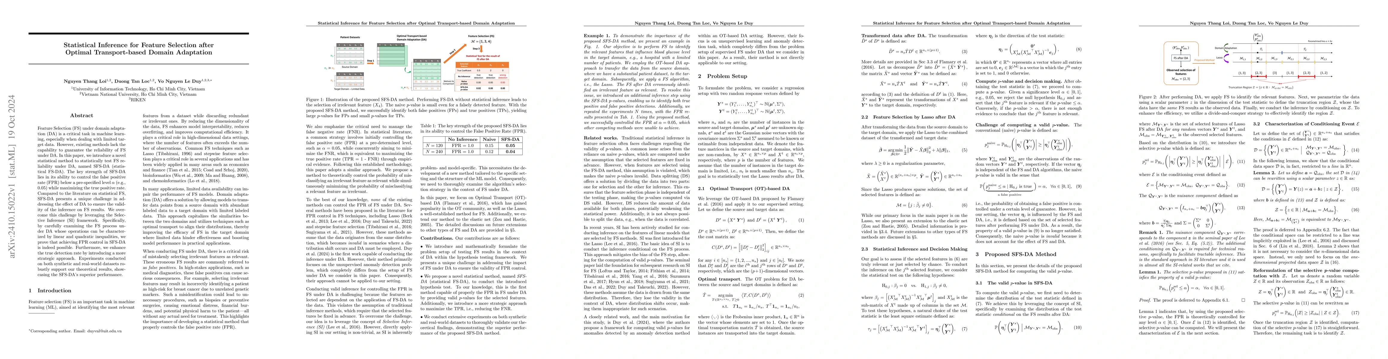 Thumbnail for Statistical Inference for Feature Selection after Optimal
  Transport-based Domain Adaptation