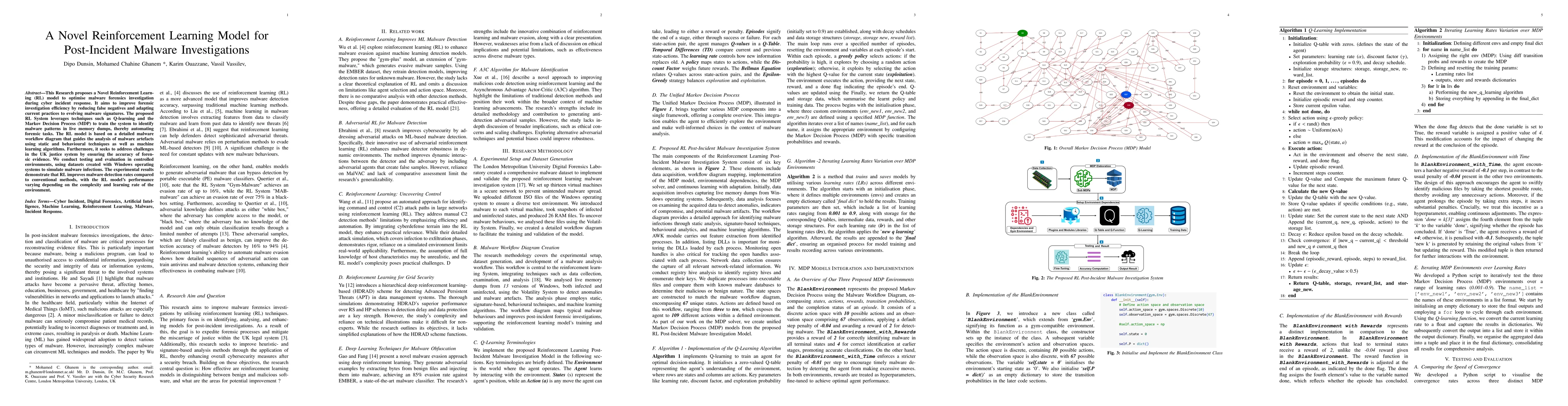 Thumbnail for A Novel Reinforcement Learning Model for Post-Incident Malware
  Investigations