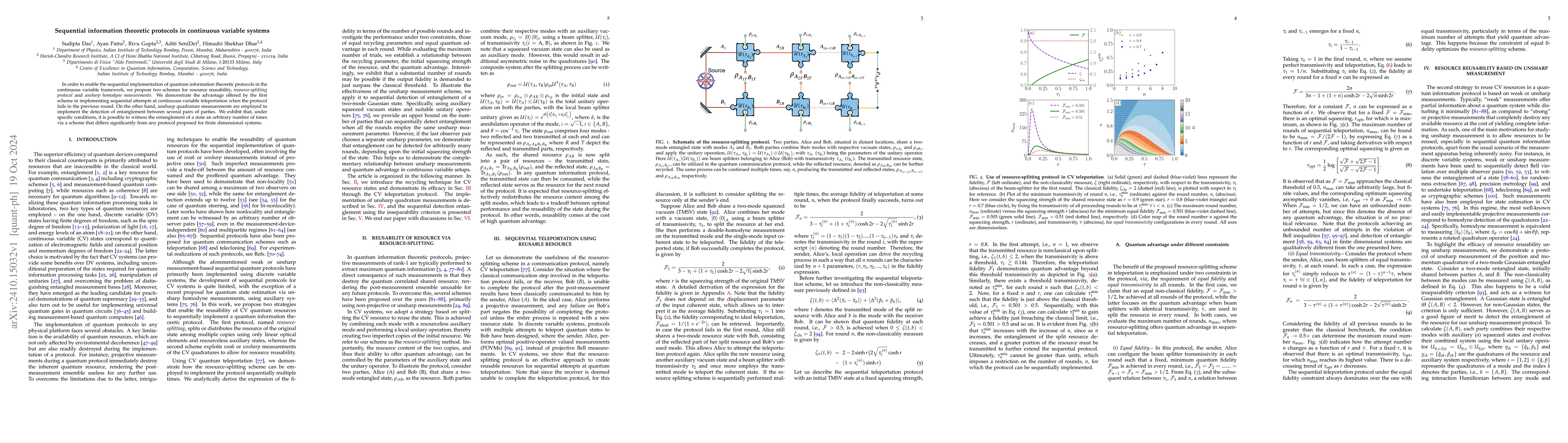 Thumbnail for Sequential information theoretic protocols in continuous variable
  systems
