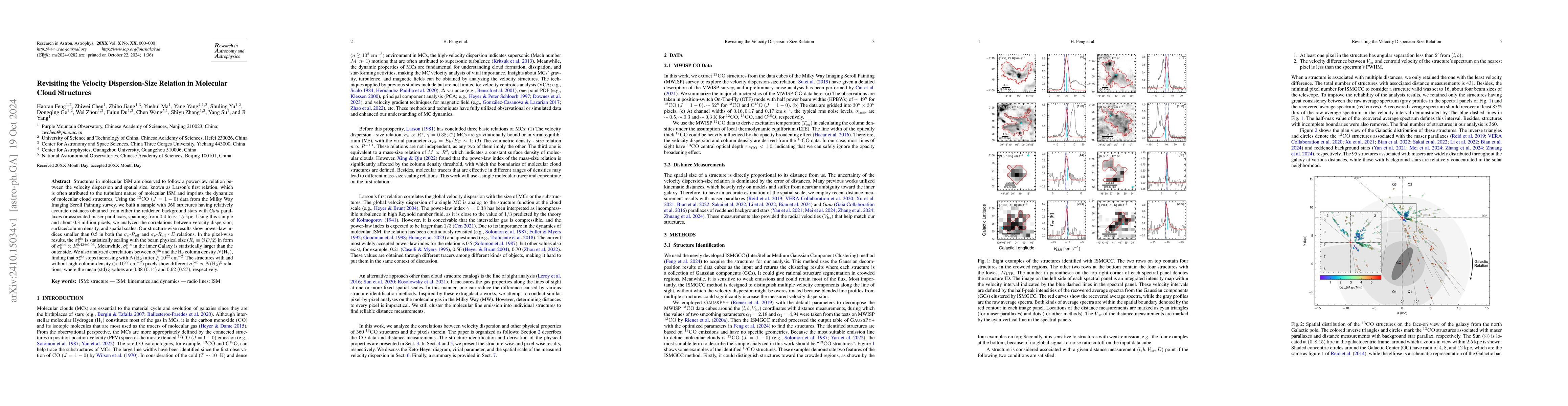 Thumbnail for Revisiting the Velocity Dispersion-Size Relation in Molecular Cloud
  Structures