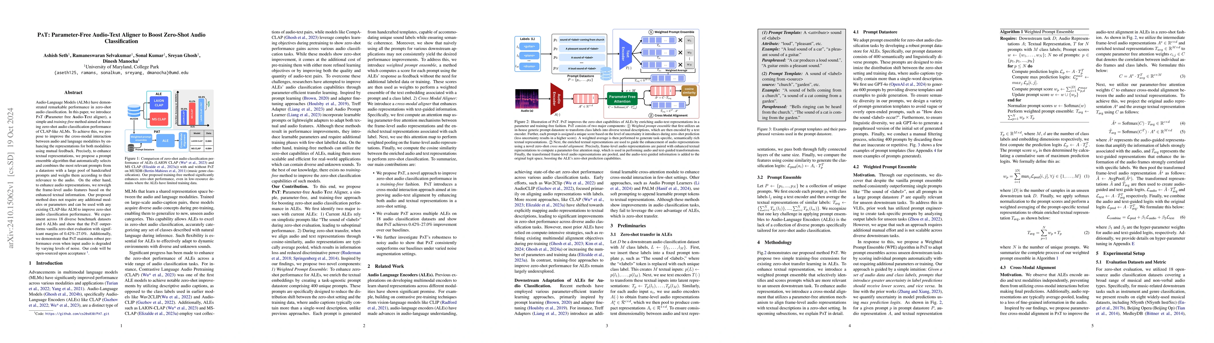 Thumbnail for PAT: Parameter-Free Audio-Text Aligner to Boost Zero-Shot Audio
  Classification