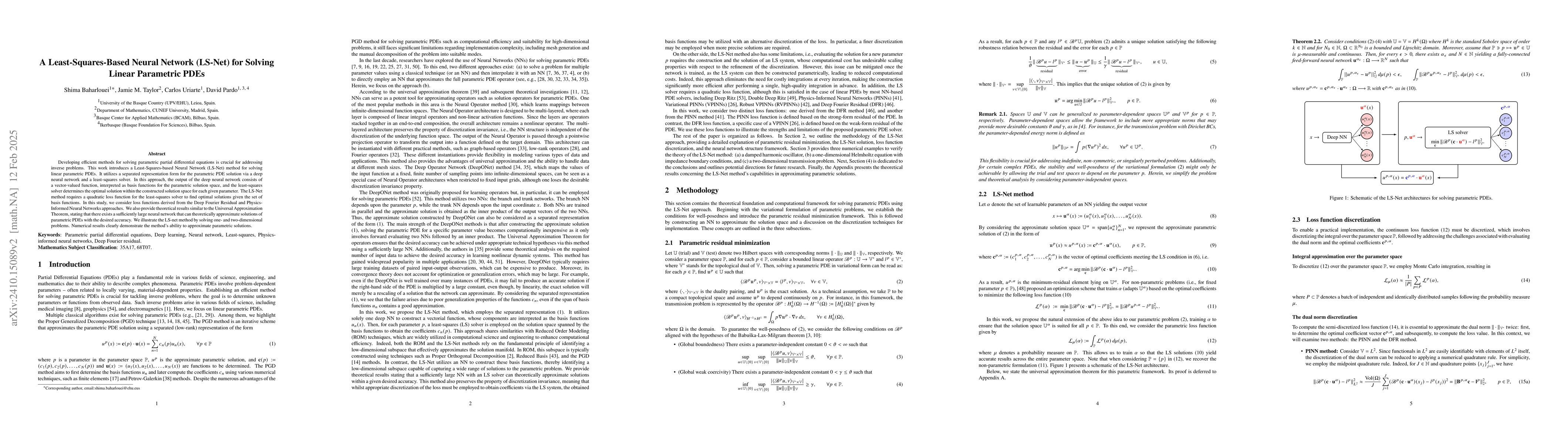 Thumbnail for A Least-Squares-Based Neural Network (LS-Net) for Solving Linear
  Parametric PDEs