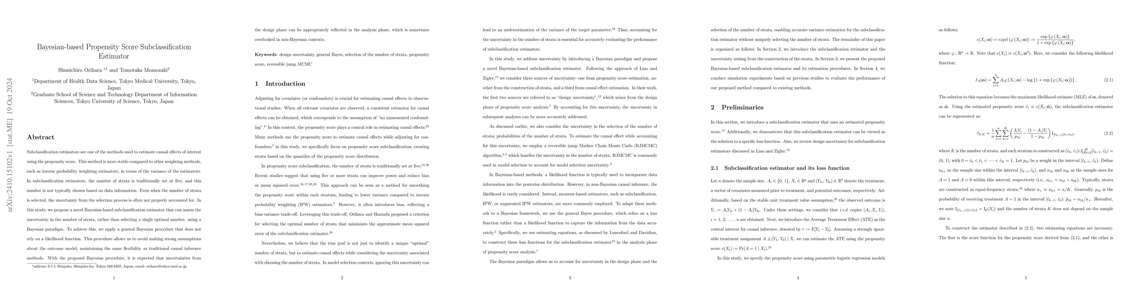 Thumbnail for Bayesian-based Propensity Score Subclassification Estimator