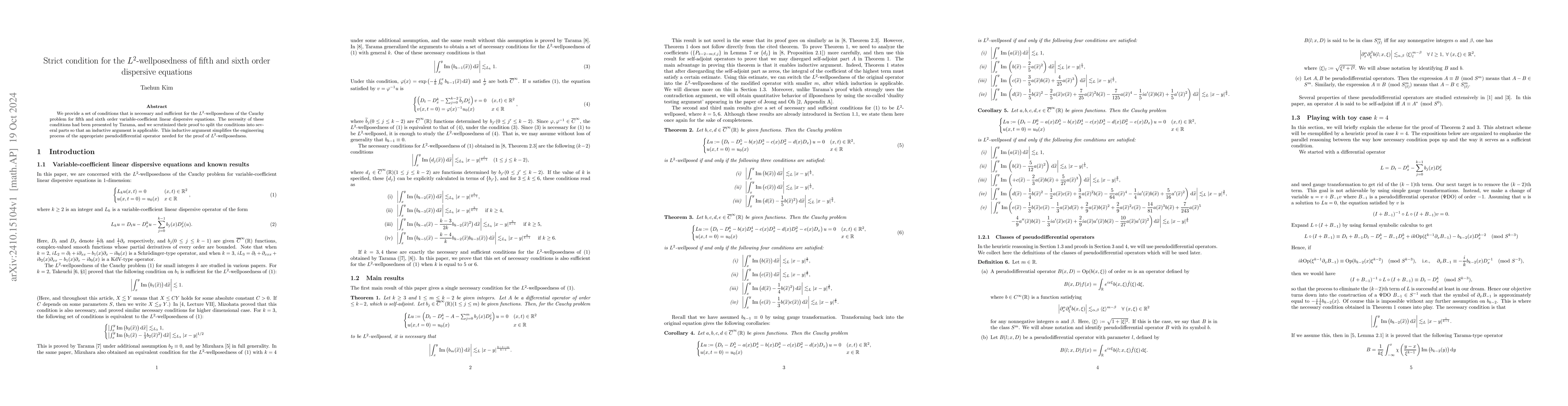Thumbnail for Strict condition for the $L^{2}$-wellposedness of fifth and sixth order
  dispersive equations