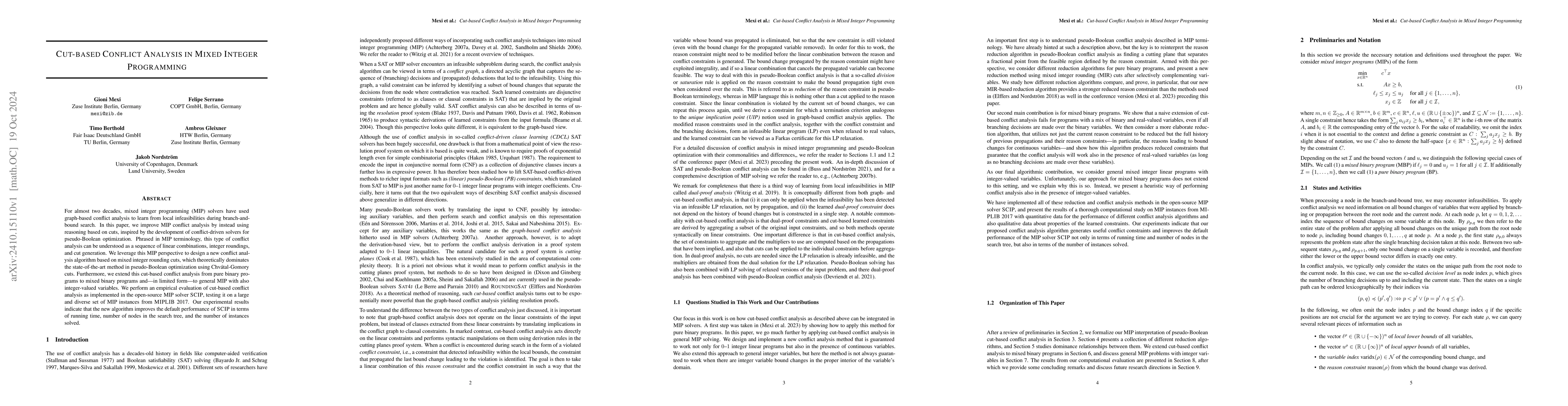 Thumbnail for Cut-based Conflict Analysis in Mixed Integer Programming
