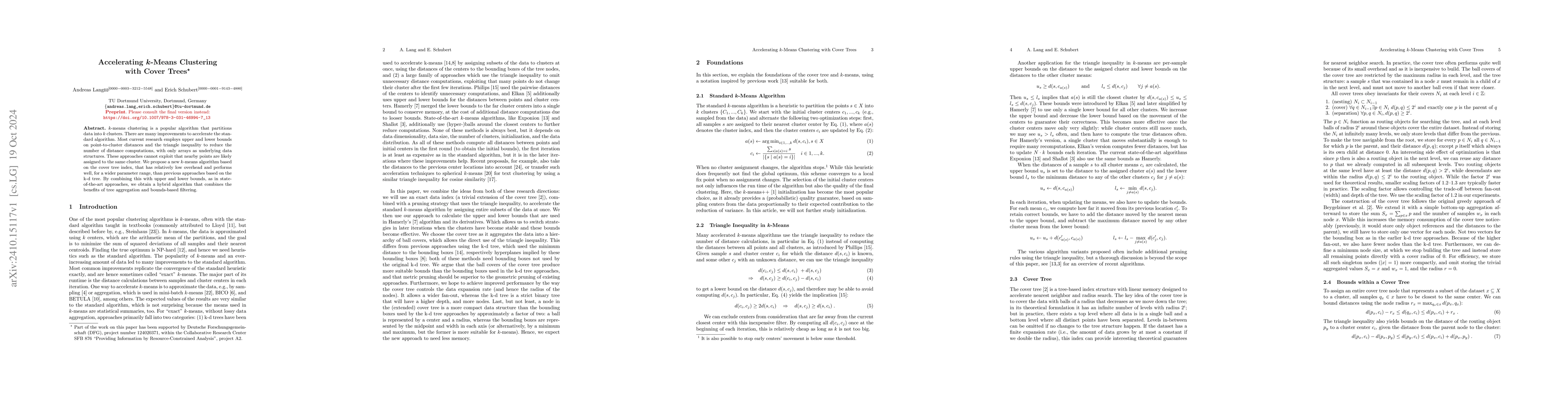 Thumbnail for Accelerating k-Means Clustering with Cover Trees