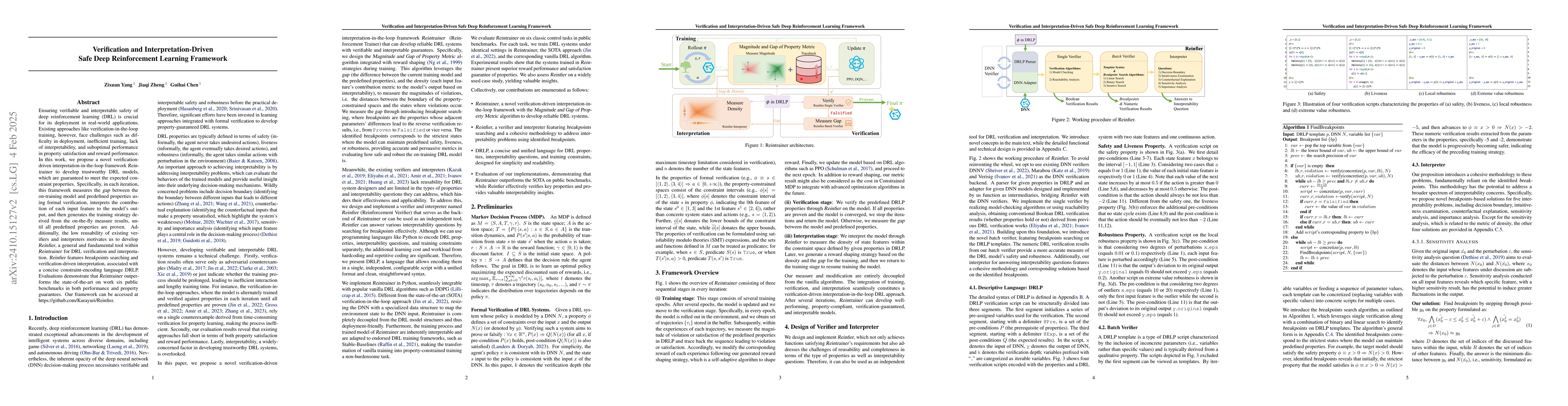 Thumbnail for Reinfier and Reintrainer: Verification and Interpretation-Driven Safe
  Deep Reinforcement Learning Frameworks