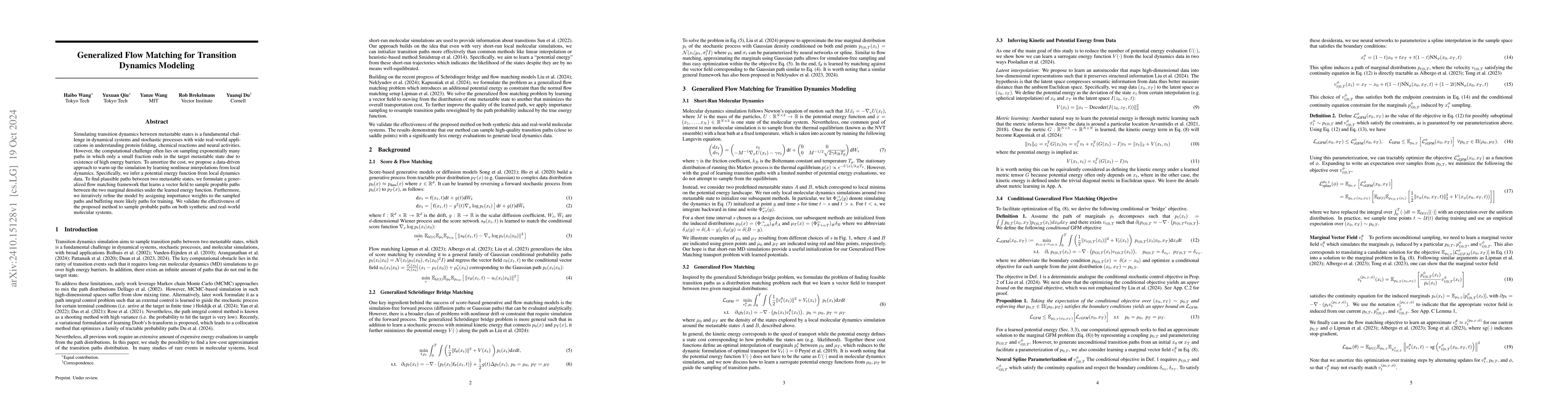 Thumbnail for Generalized Flow Matching for Transition Dynamics Modeling