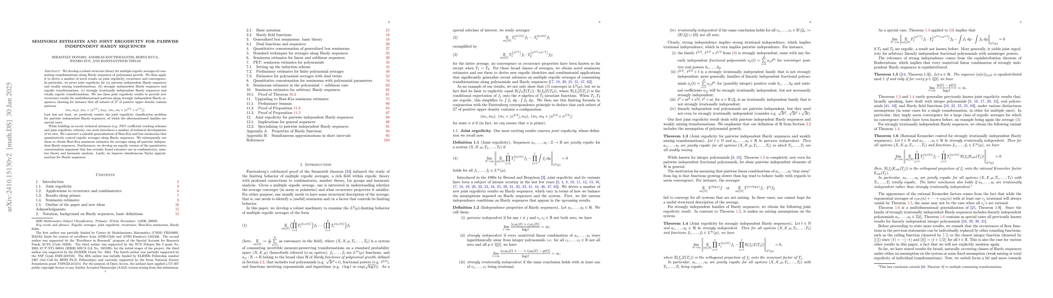 Thumbnail for Seminorm estimates and joint ergodicity for pairwise independent Hardy
  sequences