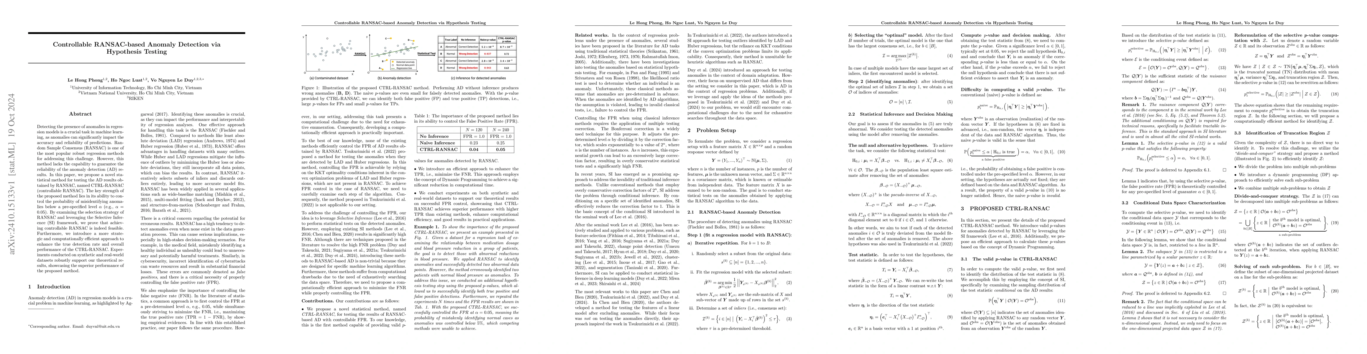 Thumbnail for Controllable RANSAC-based Anomaly Detection via Hypothesis Testing