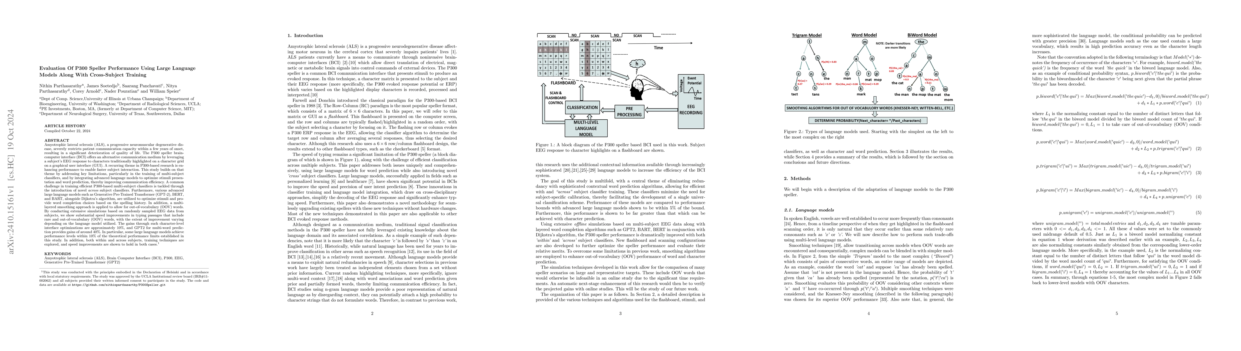 Thumbnail for Evaluation Of P300 Speller Performance Using Large Language Models Along
  With Cross-Subject Training
