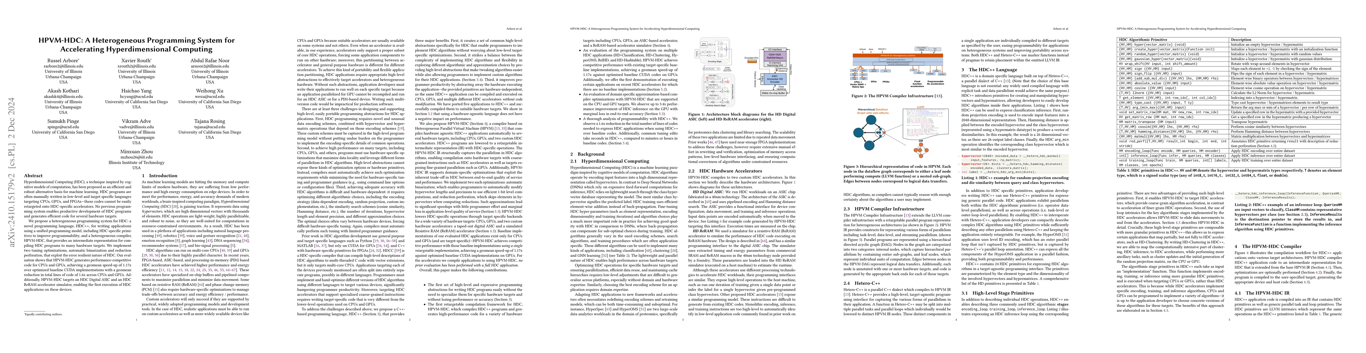 Thumbnail for HPVM-HDC: A Heterogeneous Programming System for Accelerating
  Hyperdimensional Computing