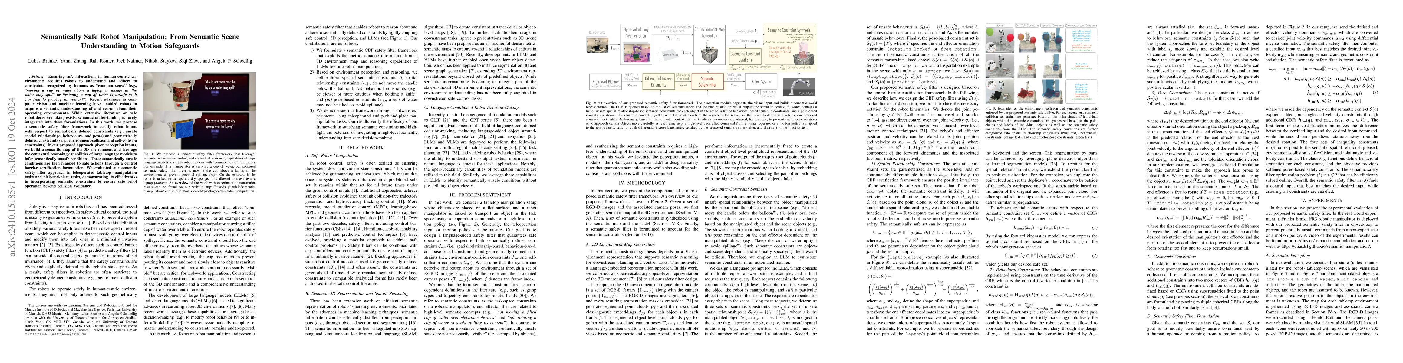 Thumbnail for Semantically Safe Robot Manipulation: From Semantic Scene Understanding
  to Motion Safeguards