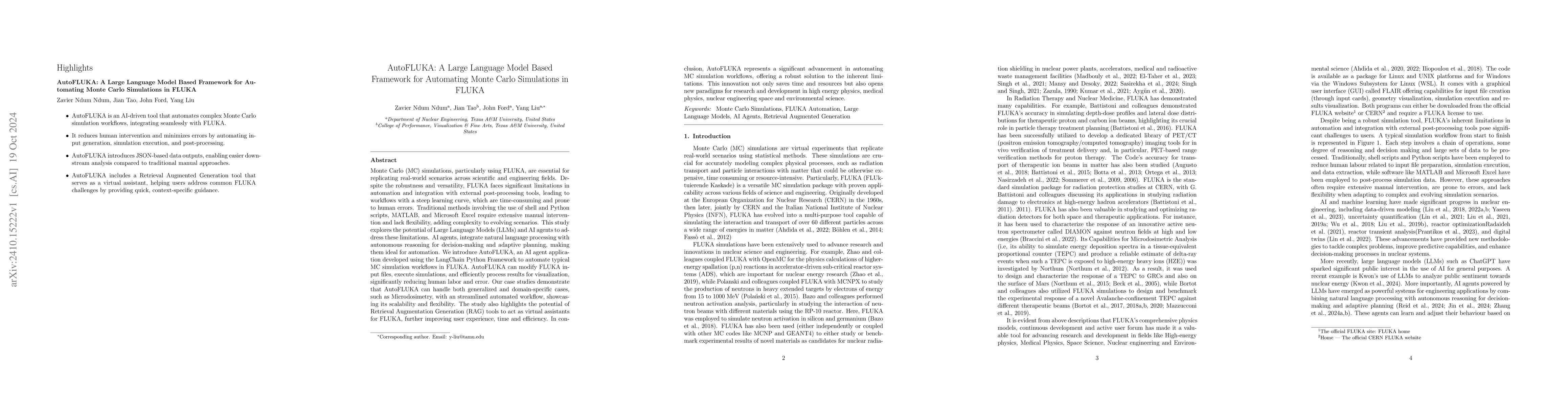 Thumbnail for AutoFLUKA: A Large Language Model Based Framework for Automating Monte
  Carlo Simulations in FLUKA