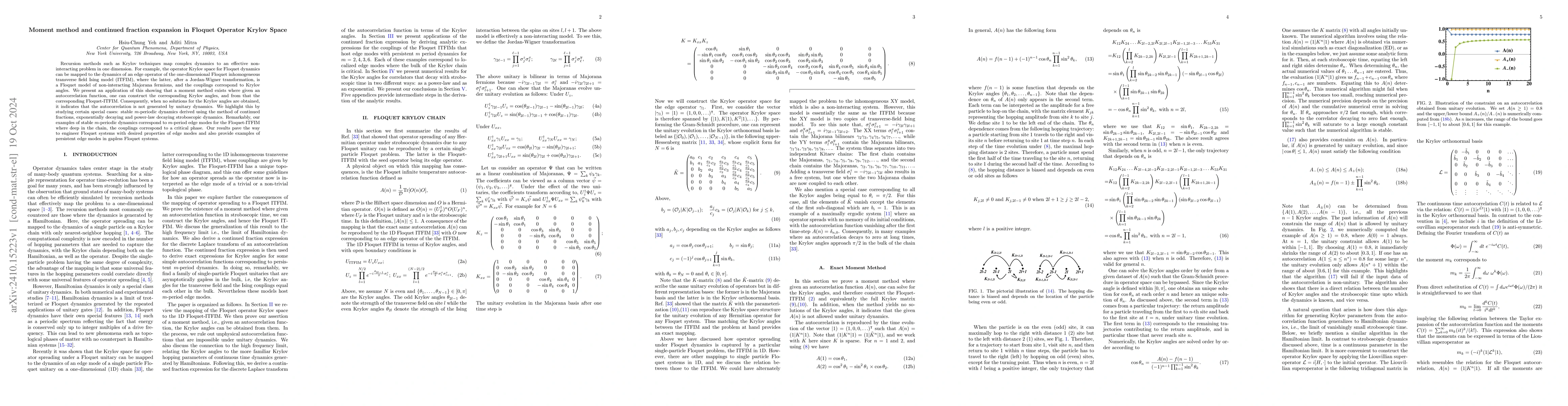 Thumbnail for Moment method and continued fraction expansion in Floquet Operator
  Krylov Space