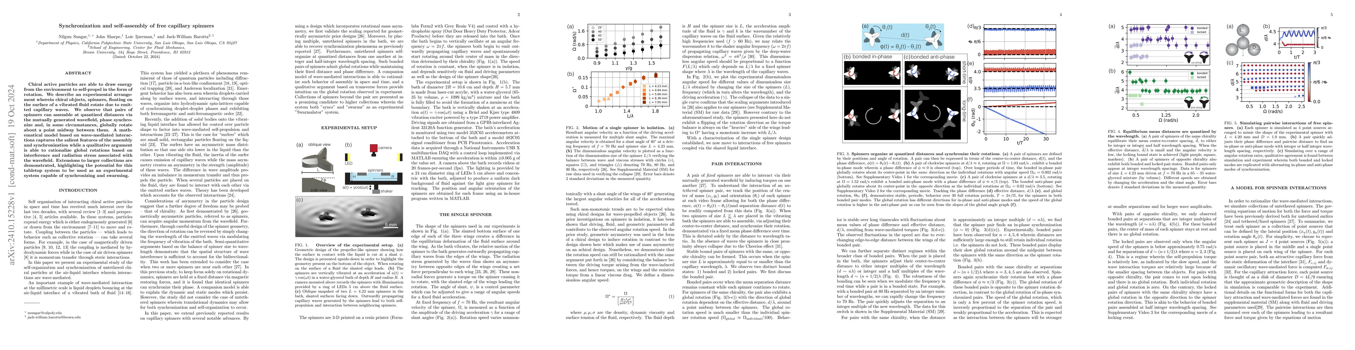 Thumbnail for Synchronization and self-assembly of free capillary spinners