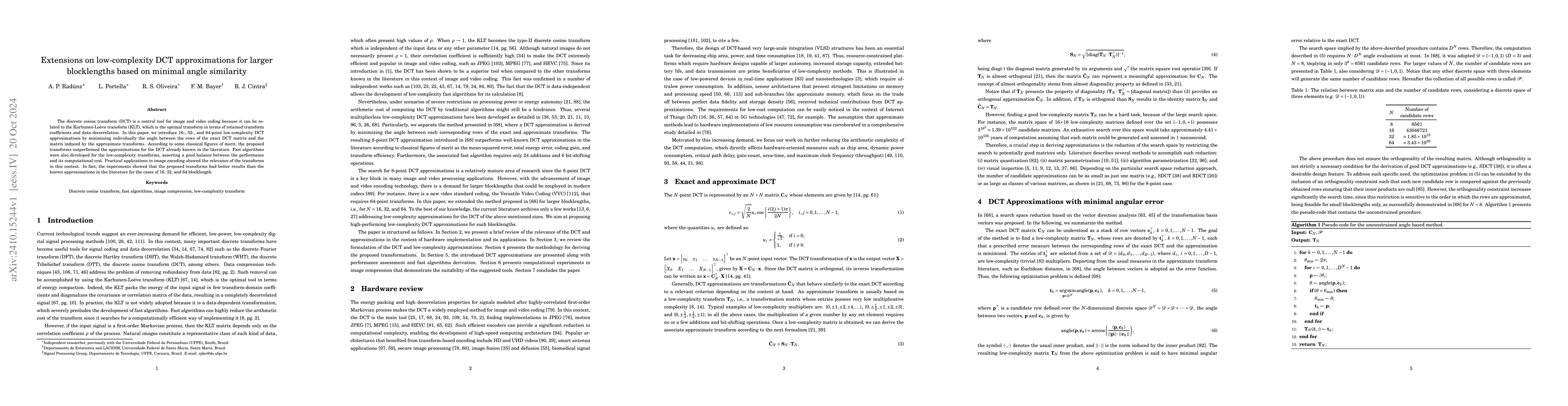 Thumbnail for Extensions on low-complexity DCT approximations for larger blocklengths
  based on minimal angle similarity