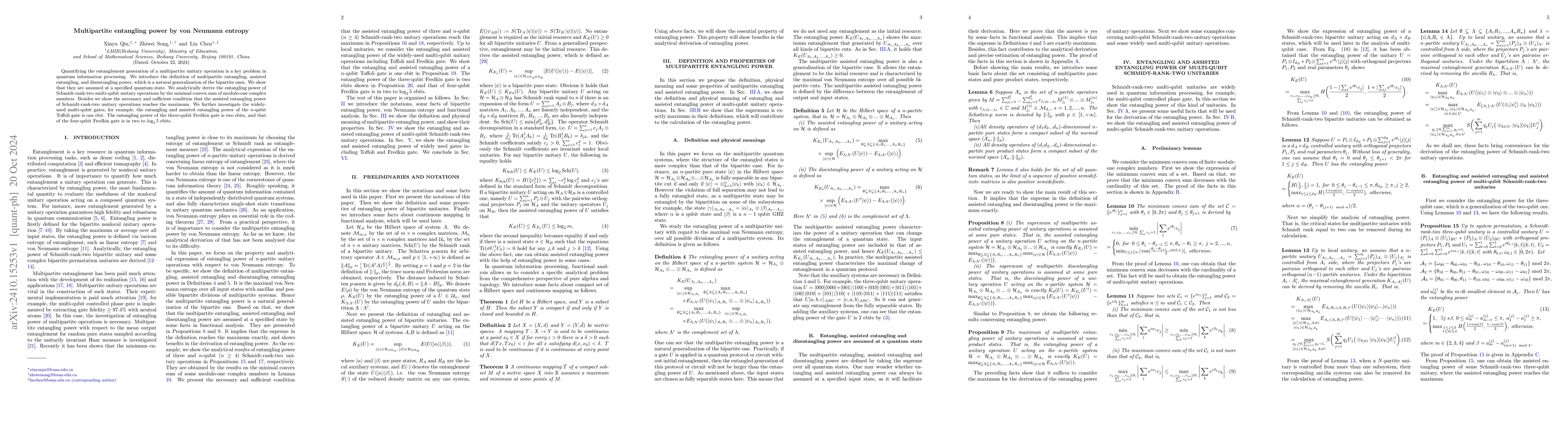 Thumbnail for Multipartite entangling power by von Neumann entropy