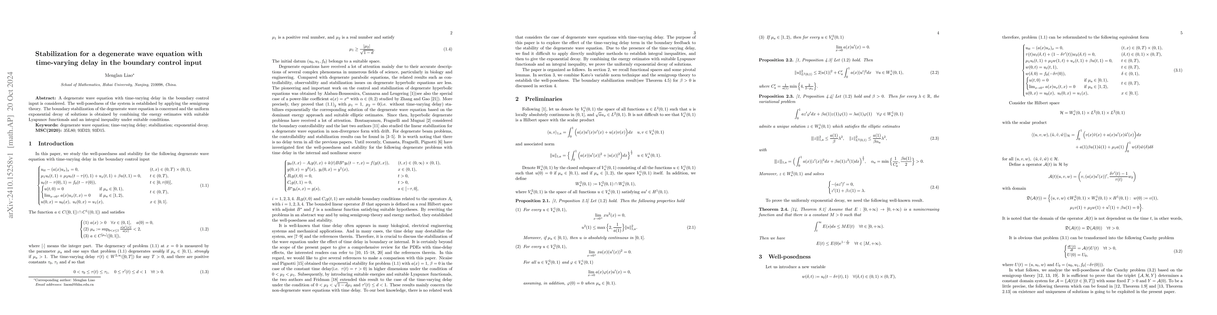 Thumbnail for Stabilization for a degenerate wave equation with time-varying delay in
  the boundary control input