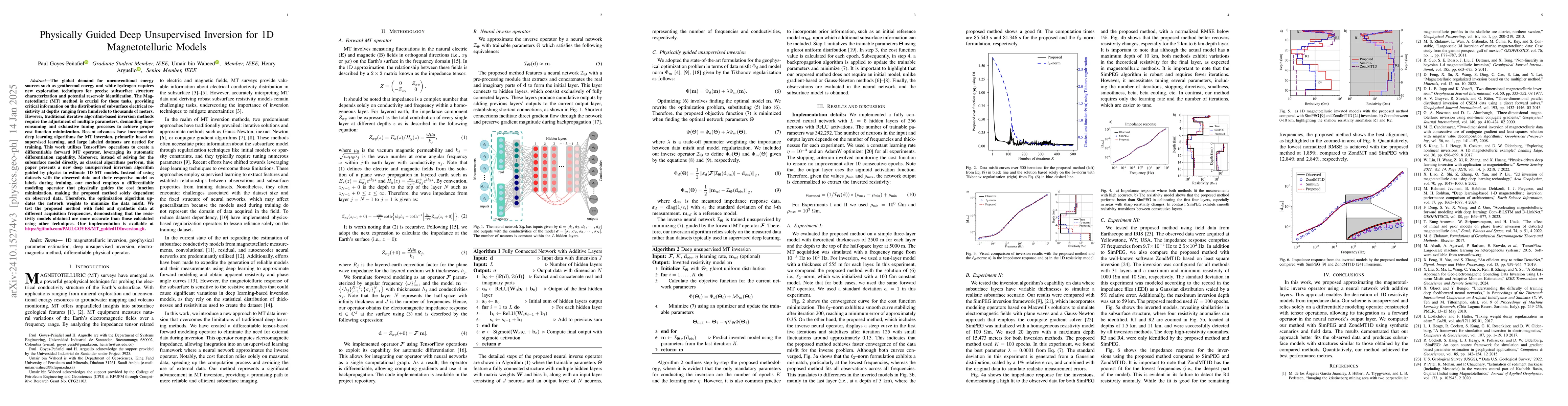 Thumbnail for Physically Guided Deep Unsupervised Inversion for 1D Magnetotelluric
  Models