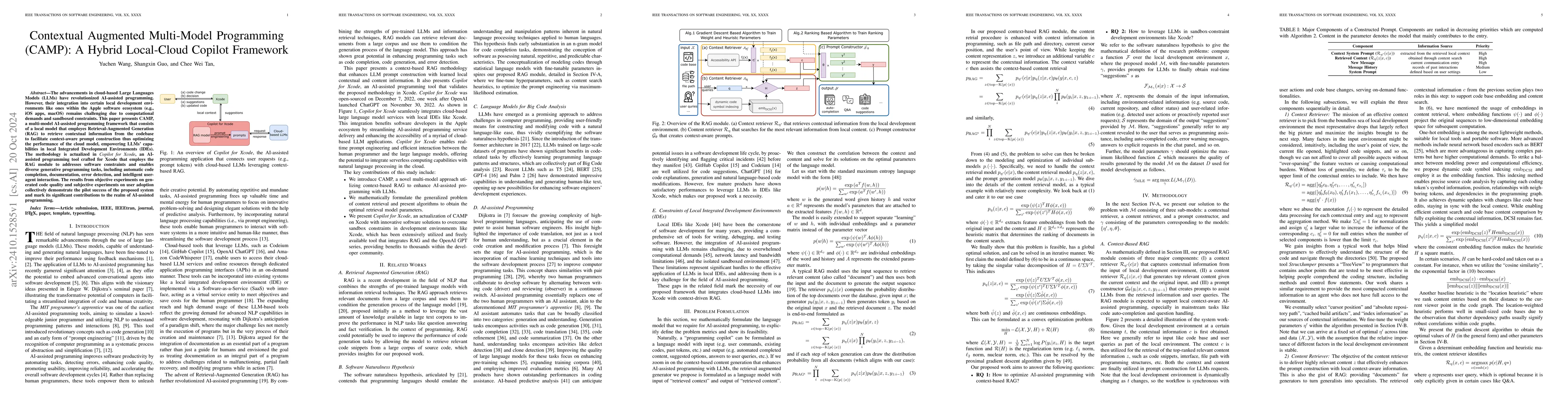Thumbnail for Contextual Augmented Multi-Model Programming (CAMP): A Hybrid
  Local-Cloud Copilot Framework