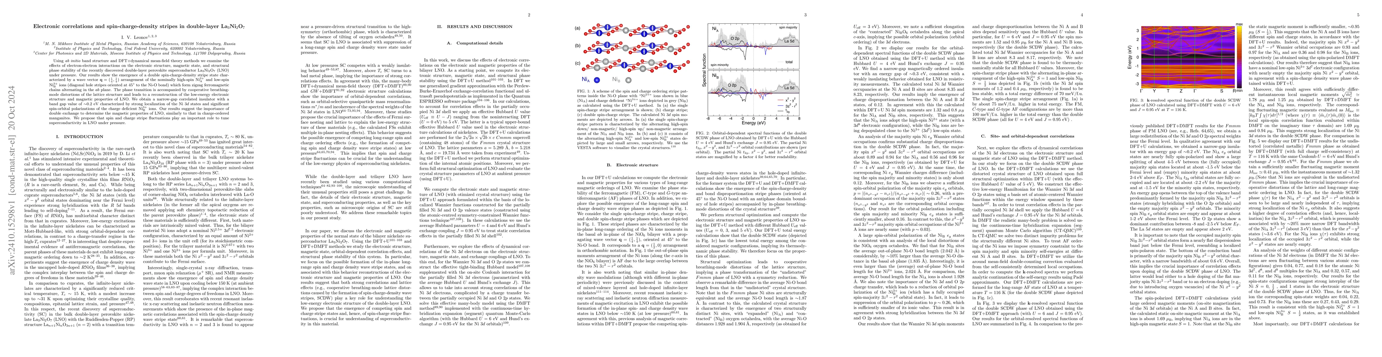 Thumbnail for Electronic correlations and spin-charge-density stripes in double-layer
  La$_3$Ni$_2$O$_7$