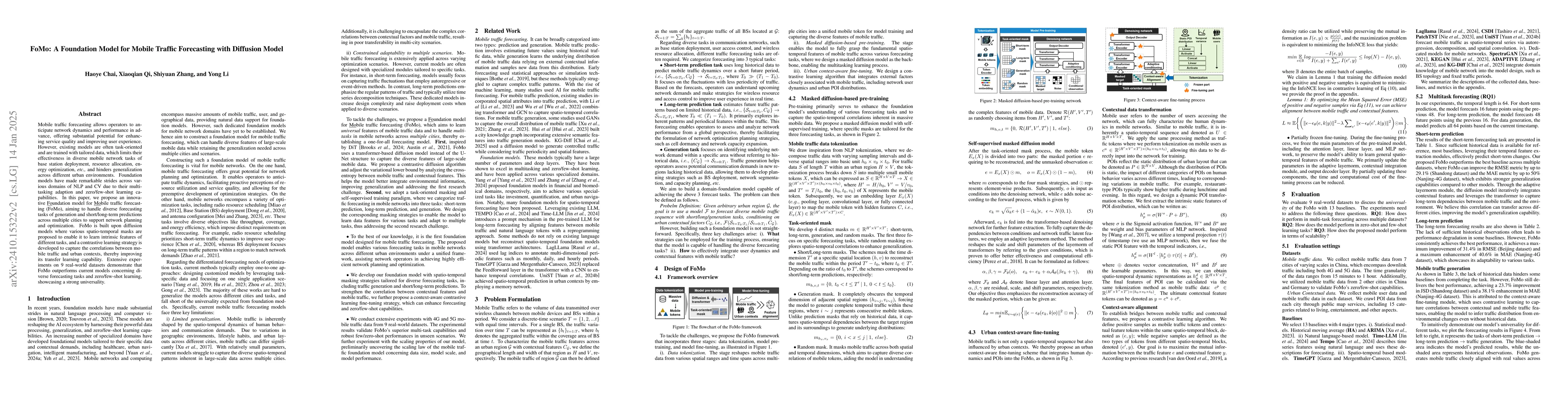 Thumbnail for FoMo: A Foundation Model for Mobile Traffic Forecasting with Diffusion
  Model