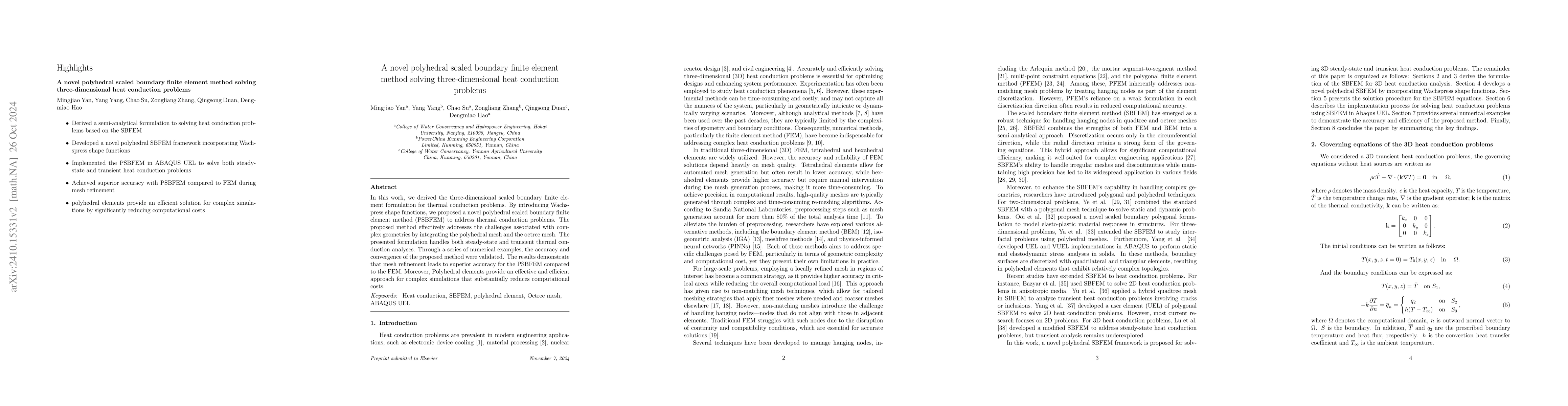 Thumbnail for A novel polyhedral scaled boundary finite element method solving
  three-dimensional heat conduction problems