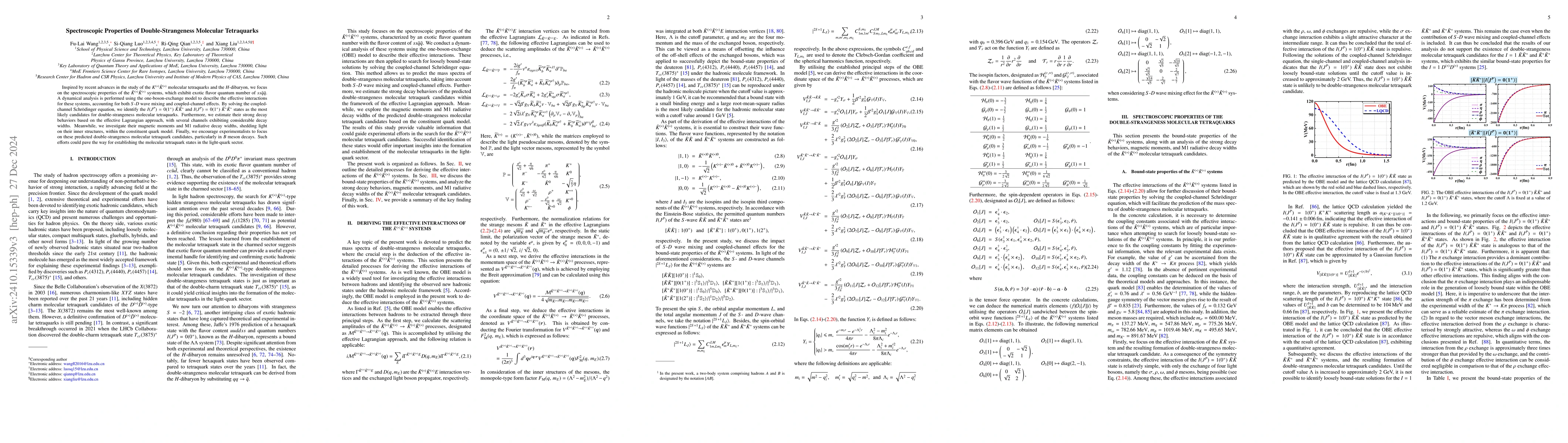 Thumbnail for Spectroscopic Properties of Double-Strangeness Molecular Tetraquarks