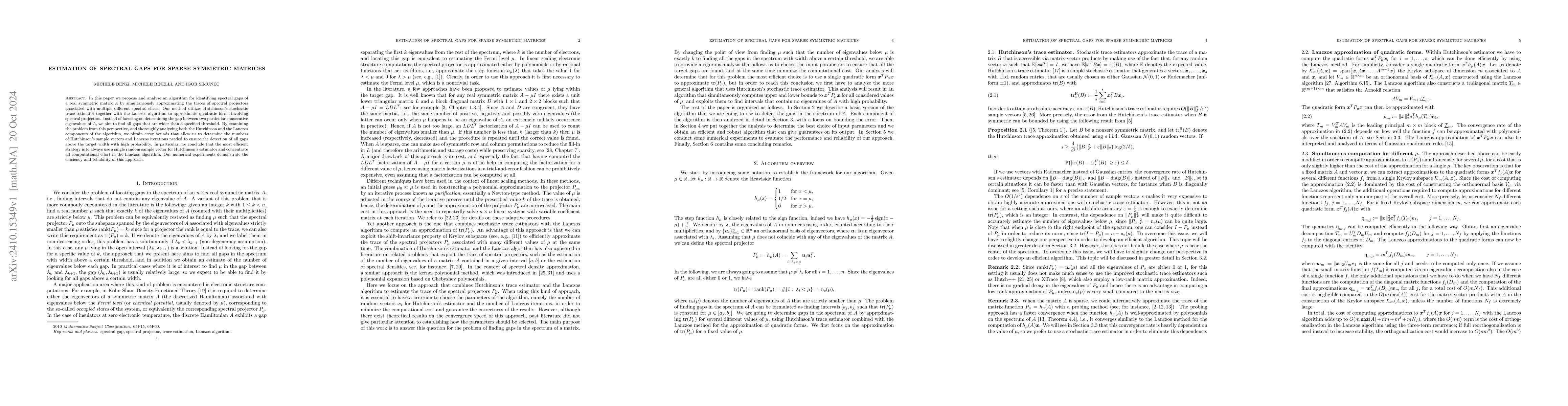 Thumbnail for Estimation of spectral gaps for sparse symmetric matrices