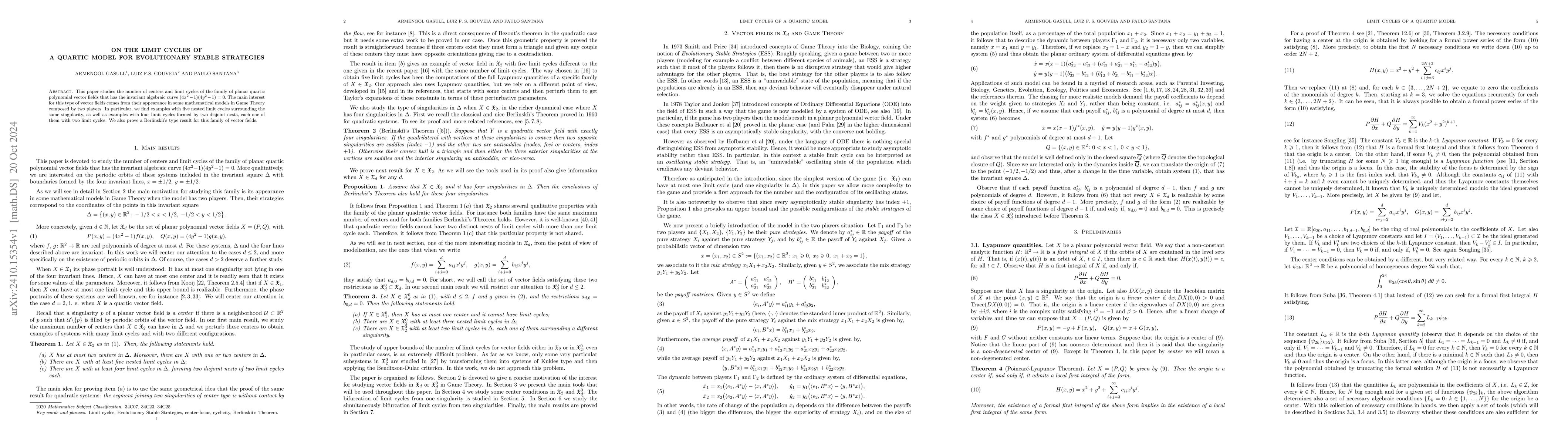 Thumbnail for On the limit cycles of a quartic model for evolutionary stable
  strategies