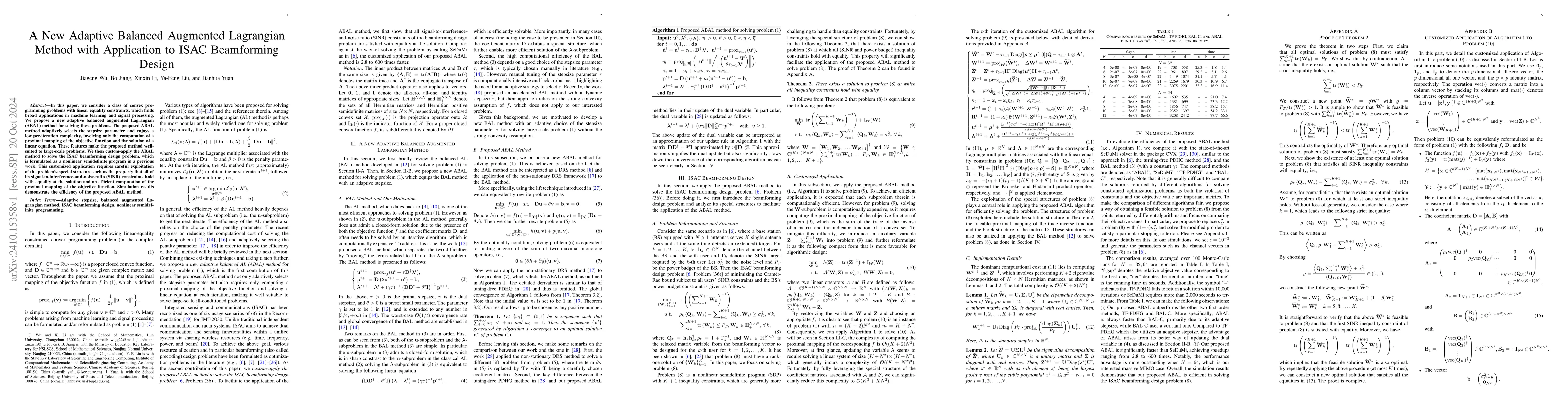 Thumbnail for A New Adaptive Balanced Augmented Lagrangian Method with Application to
  ISAC Beamforming Design