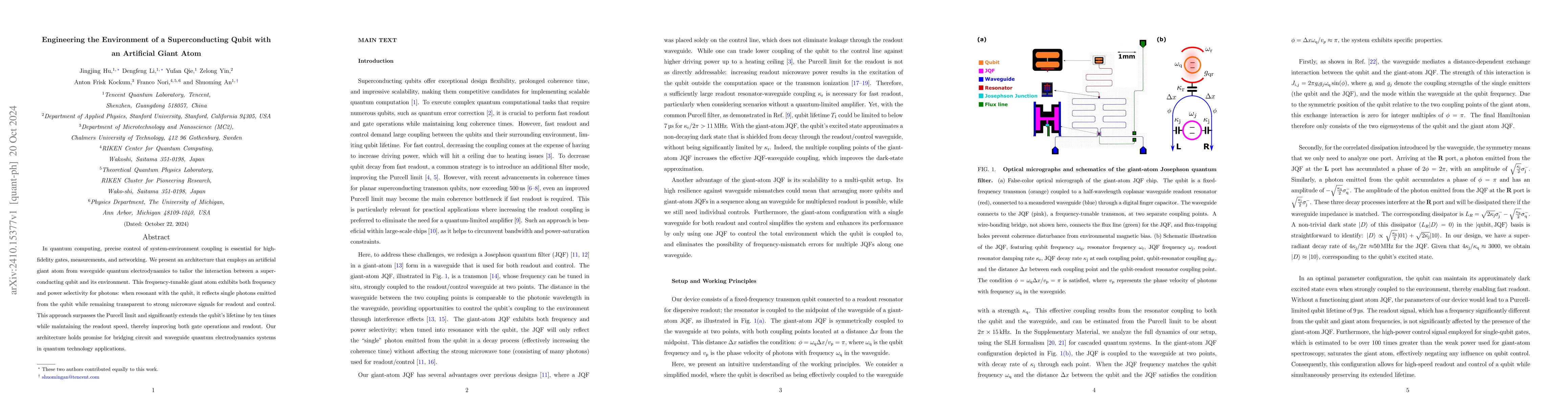 Thumbnail for Engineering the Environment of a Superconducting Qubit with an
  Artificial Giant Atom
