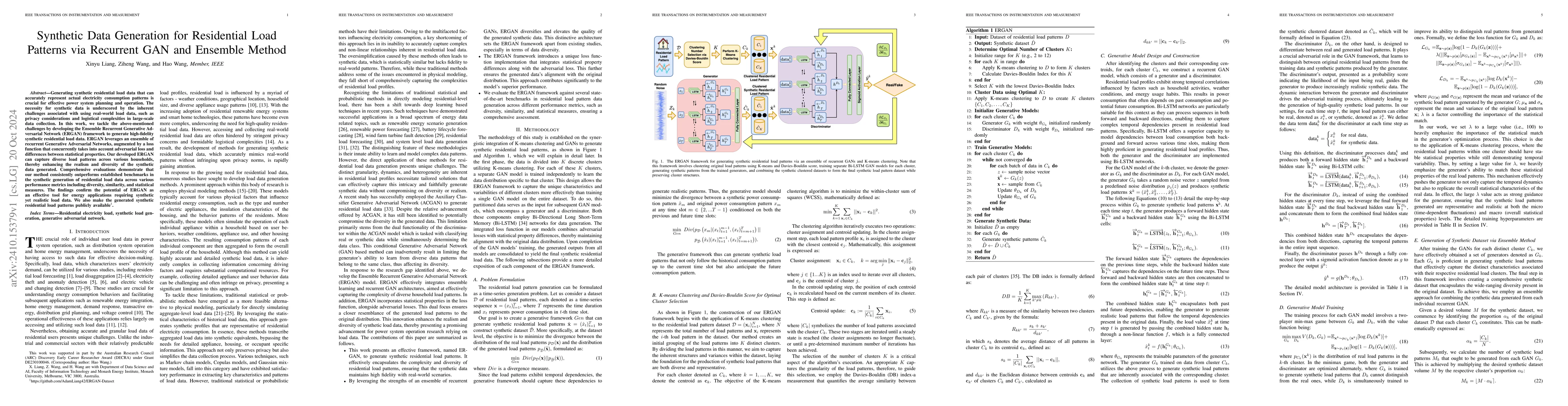 Thumbnail for Synthetic Data Generation for Residential Load Patterns via Recurrent
  GAN and Ensemble Method