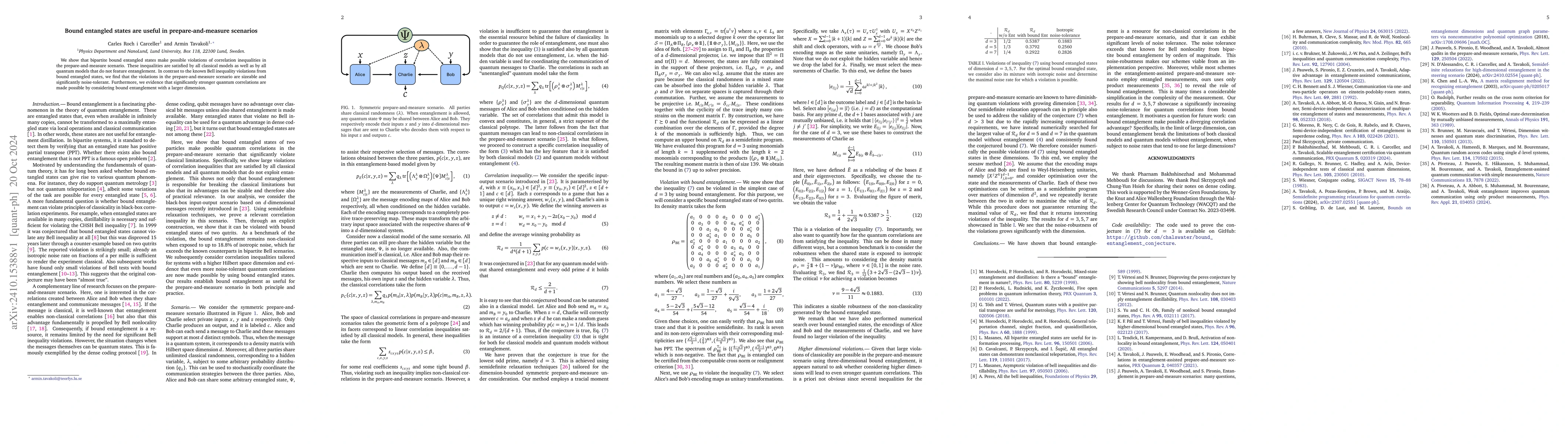 Thumbnail for Bound entangled states are useful in prepare-and-measure scenarios