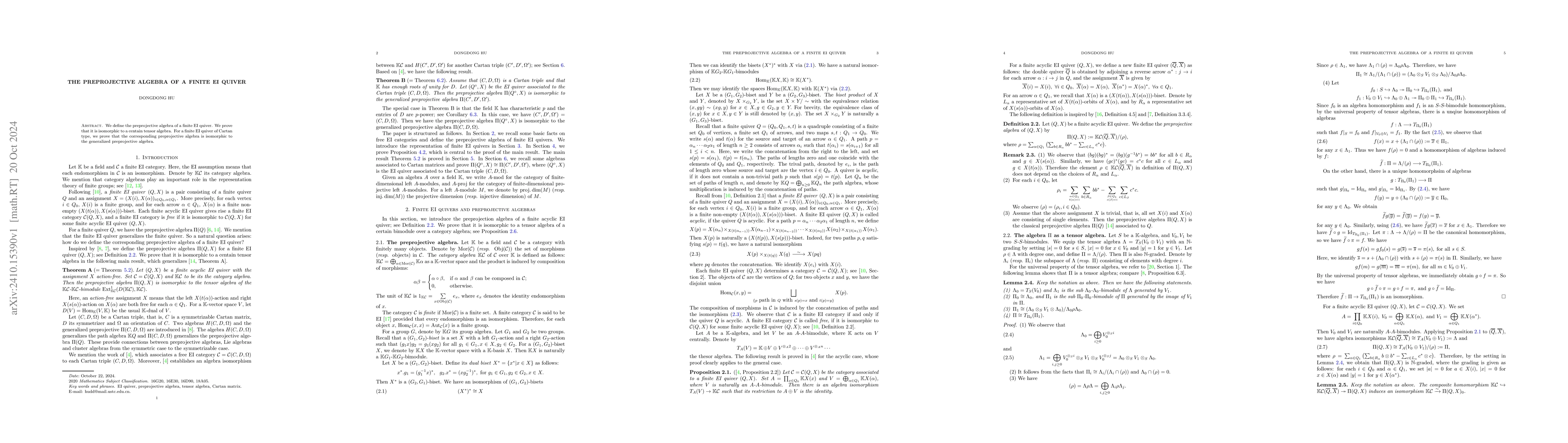 Thumbnail for The preprojective algebra of a finite EI quiver
